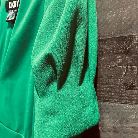 DKNY Puff-Sleeve V Neck Sheath Dress Vibrant Kelly Green Women's Size 16 - Picture 6 of 10